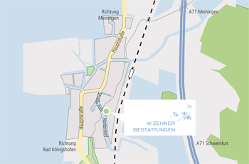 W Zehner Bestattungen Anfahrtsskizze Wölfershausen