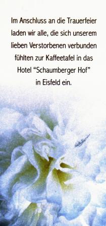 Trauerdruck von W Zehner Bestattungen